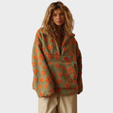Daisy - Polar fleece hoodie with an all-over floral print