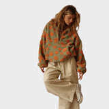 Daisy - Polar fleece hoodie with an all-over floral print