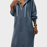 Everyday hooded sweatshirt dress with honeycomb pattern