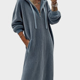 Everyday hooded sweatshirt dress with honeycomb pattern