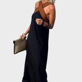Elegant Dress with Open Back and Modern Crossover Neckline