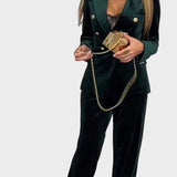 Dimitra | Double-Breasted Velvet Jacket Set