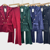 Dimitra | Double-Breasted Velvet Jacket Set