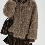 Leyla | Casaco Oversized Italiano de Inverno com Retalhos de Pele Falsa e Teddy