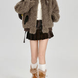 Leyla | Casaco Oversized Italiano de Inverno com Retalhos de Pele Falsa e Teddy