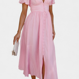 Mélia Maxi Dress με V-Neck και Φουσκωτά Μανίκια