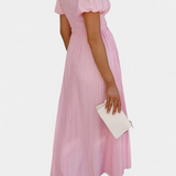 Mélia Maxi Dress με V-Neck και Φουσκωτά Μανίκια