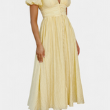 Mélia Maxi Dress με V-Neck και Φουσκωτά Μανίκια
