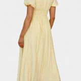 Mélia Maxi Dress με V-Neck και Φουσκωτά Μανίκια
