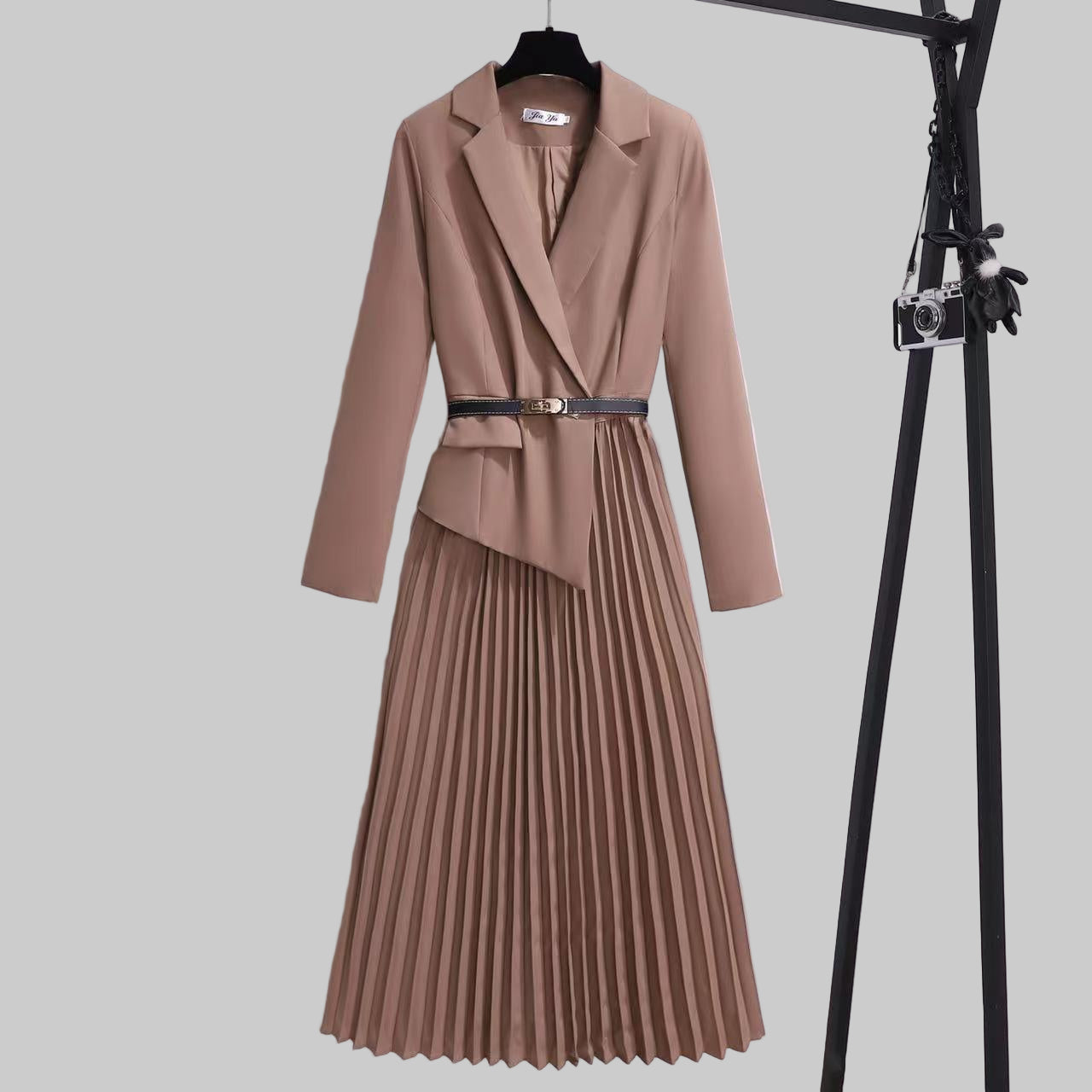 Novo Vestido Blazer Plissado Elegante