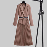 Novo Vestido Blazer Plissado Elegante