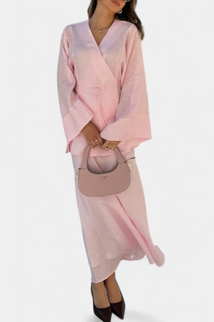 Zelda Σετ με Πουκάμισο με Λαιμόκοψη V και Φούστα με Σκίσιμο