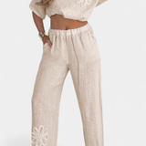 Natalia Relaxed Linen Embroidered Set with a Comfortable Silhouette