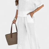 Natalia Relaxed Linen Embroidered Set with a Comfortable Silhouette