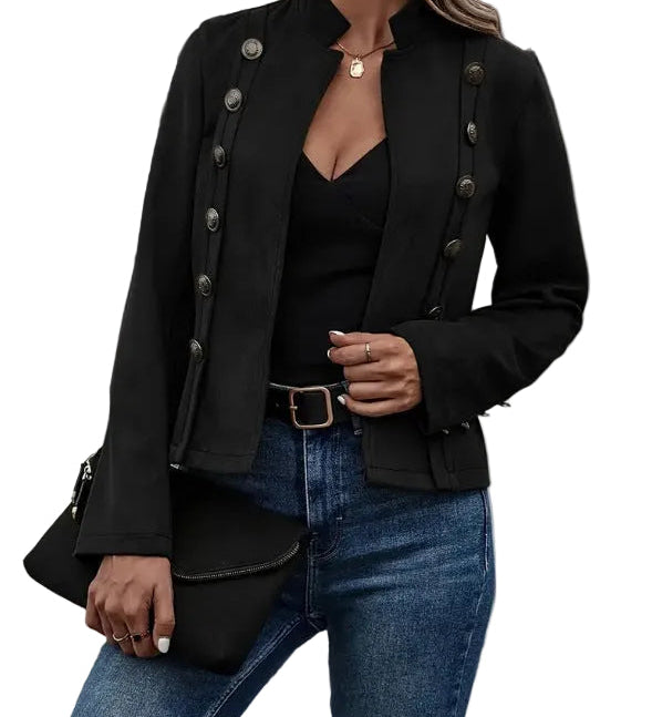 Daniela - Retro Suede Double-Breasted Jacket