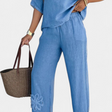 Natalia Relaxed Linen Embroidered Set with a Comfortable Silhouette