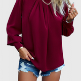 Dottie Blouse de Manga Comprida com Colarinho de Renda