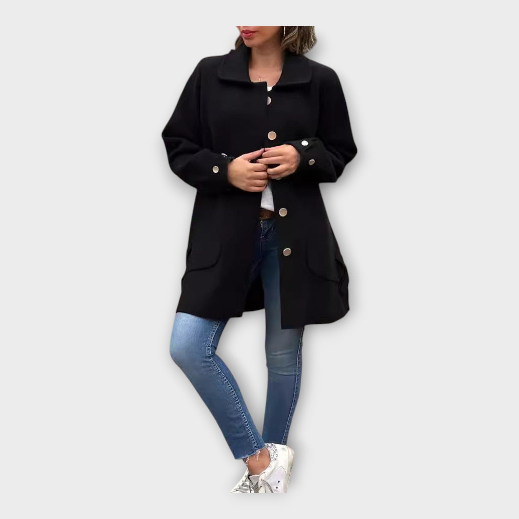 Long Coat with Classic Fit and Buttons