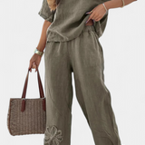Natalia Relaxed Linen Embroidered Set with a Comfortable Silhouette