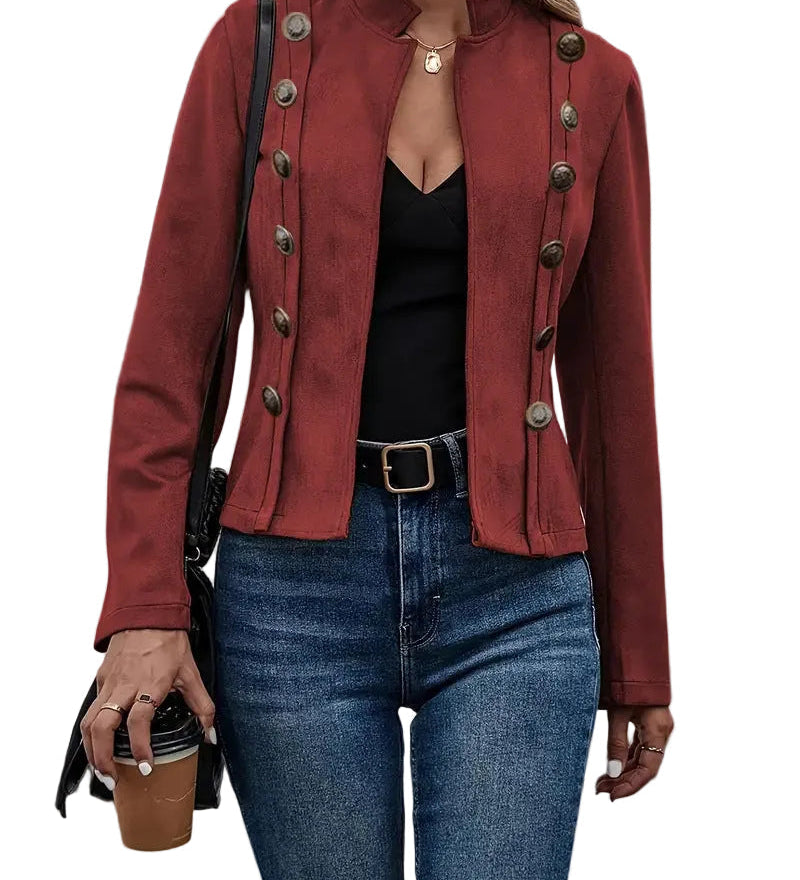 Daniela - Retro Suede Double-Breasted Jacket