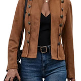 Daniela - Retro Suede Double-Breasted Jacket