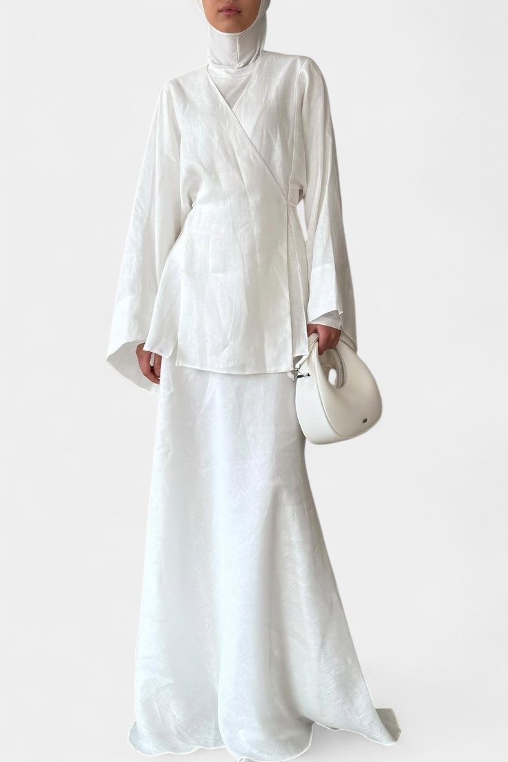 Zelda Σετ με Πουκάμισο με Λαιμόκοψη V και Φούστα με Σκίσιμο