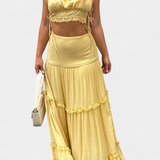 Ilys Romantic Lace Top and Long Voluminous Skirt Set