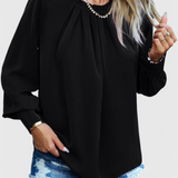Dottie Blouse de Manga Comprida com Colarinho de Renda