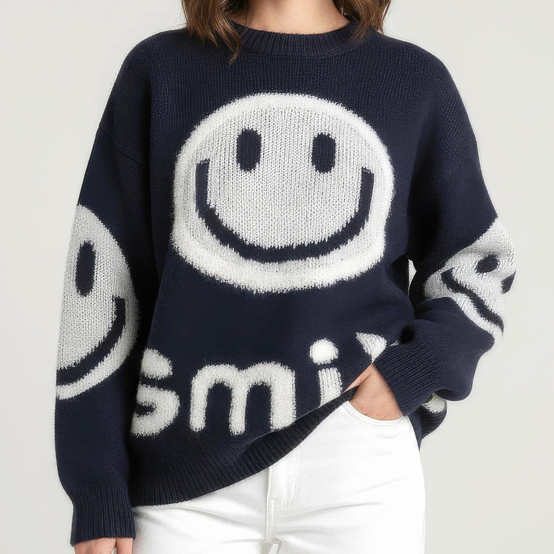 Paula - Oversized Χνουδωτό Πουλόβερ Smile
