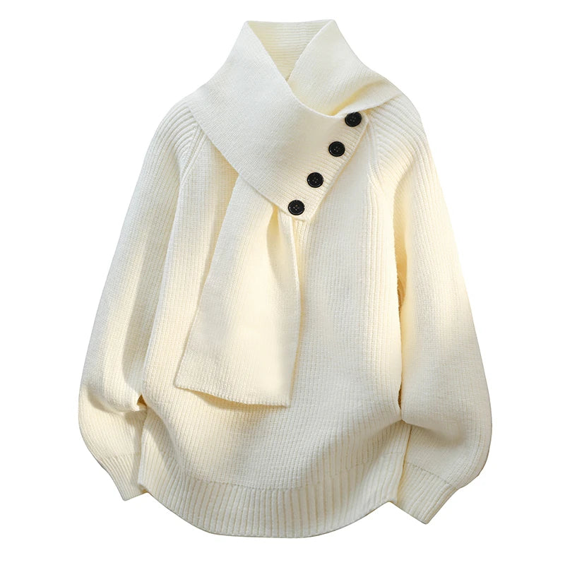 Aurelia camisola de malha com gola de cachecol