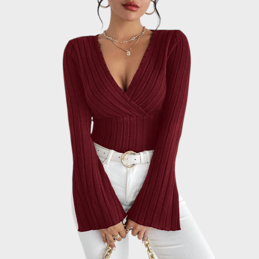 Audrie | Blouse com decote em V e manga à sino