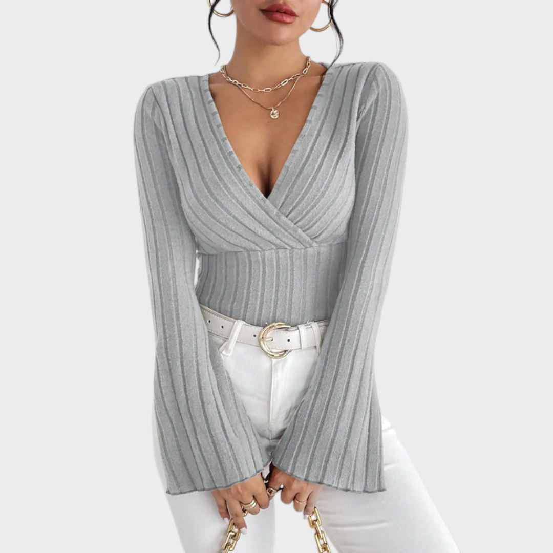 Audrie | Blouse com decote em V e manga à sino