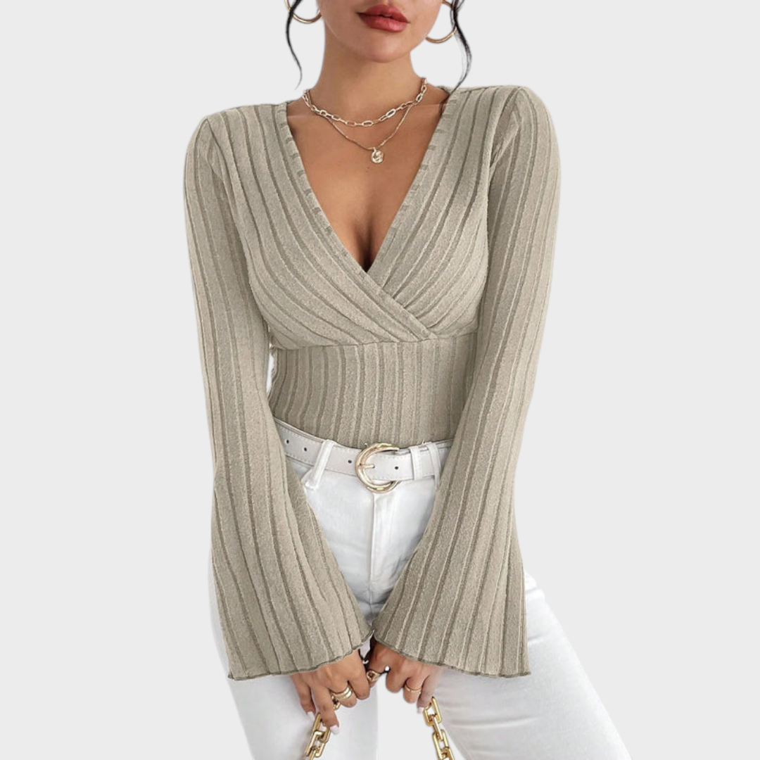 Audrie | Blouse com decote em V e manga à sino