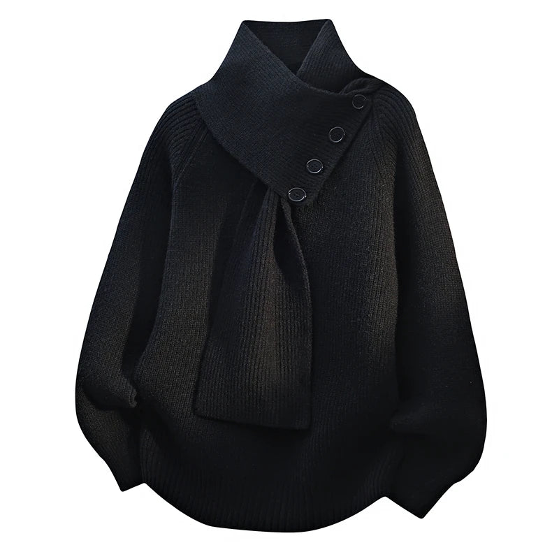 Aurelia camisola de malha com gola de cachecol