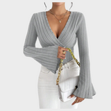 Audrie | Blouse com decote em V e manga à sino