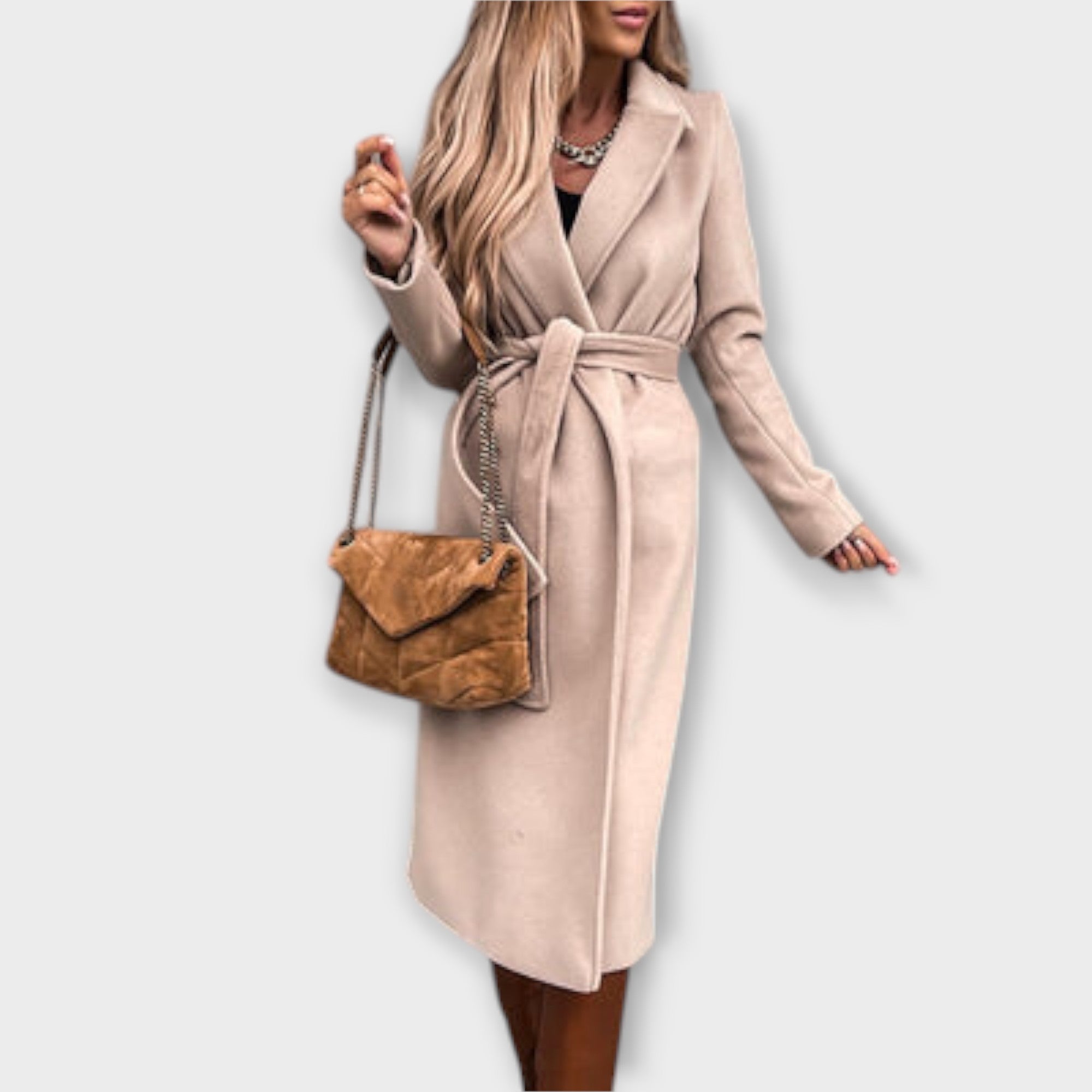 Elara - Casaco comprido elegante com cinto