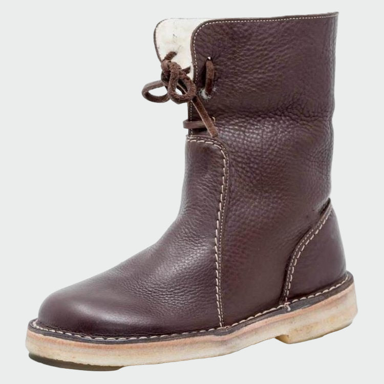 Botas de couro impermeáveis com forro de lã