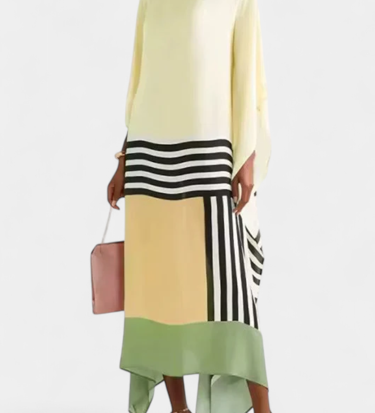 Elenora Kaftan with Geometric Pattern, Loose Fit, and Butterfly Mesh Fabric