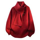 Aurelia camisola de malha com gola de cachecol