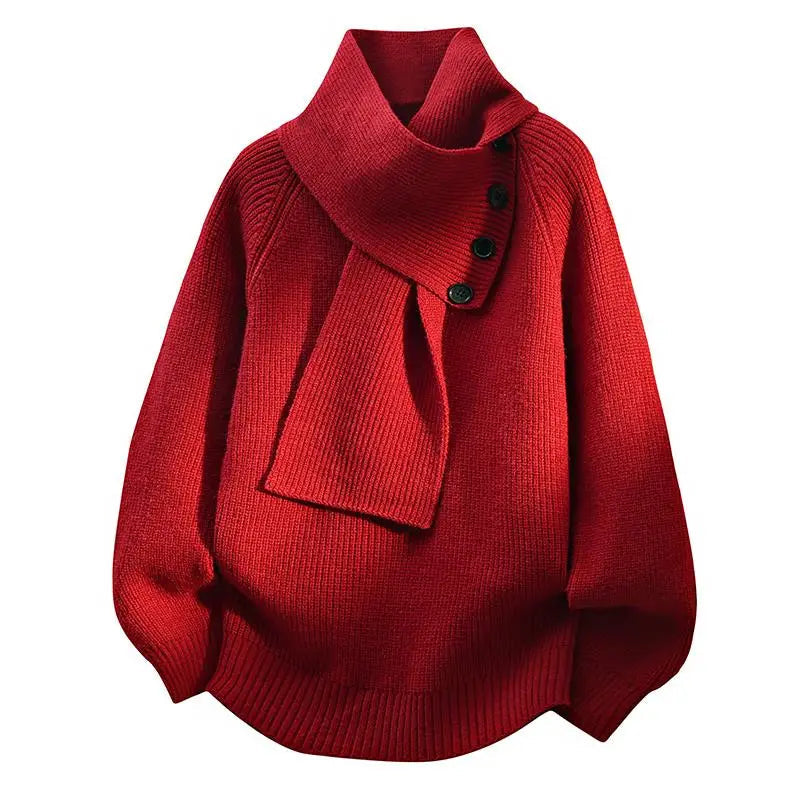 Aurelia camisola de malha com gola de cachecol