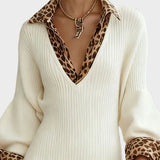 Sotiria | Mini Vestido de Malha com Acabamento Leopardo