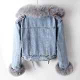 Margaux | Luxurious Denim Jacket with Fox Fur