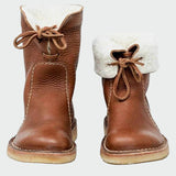Botas de couro impermeáveis com forro de lã