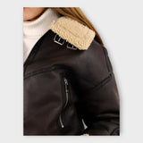 Modern Leather Jacket with Belt and Zip