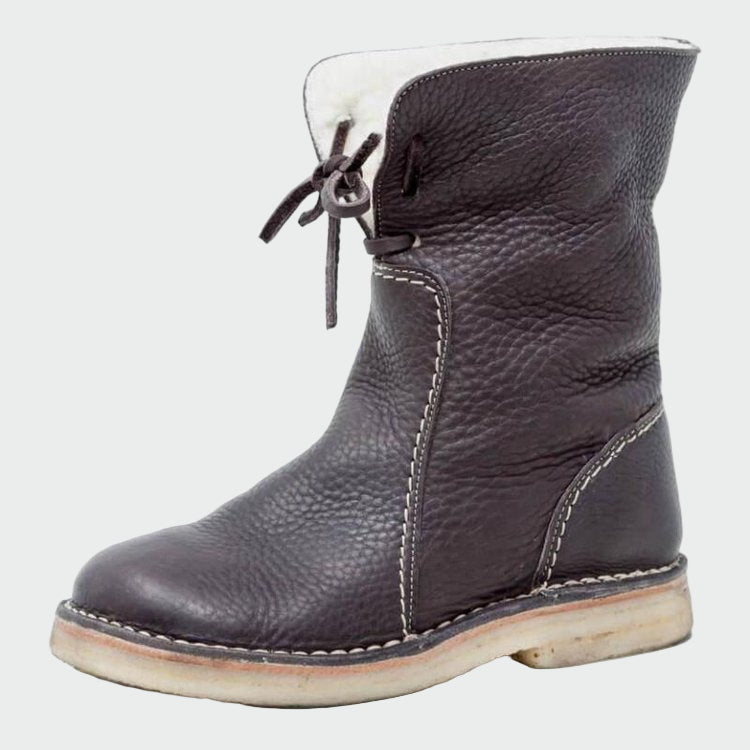 Botas de couro impermeáveis com forro de lã