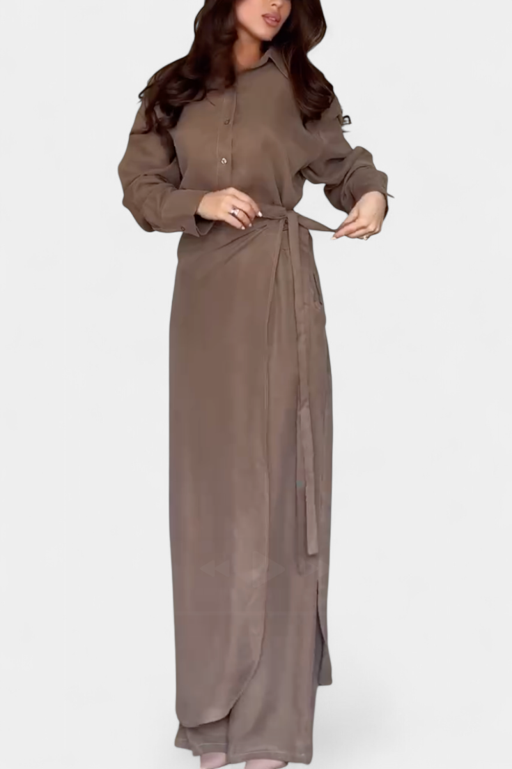 Marisol Καθημερινό Σετ με Φαρδύ Πουκάμισο και Παντελόνι-Φούστα