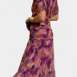 Alondra Long Dress with Floral Fancy Design and Neckline