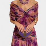 Alondra Long Dress with Floral Fancy Design and Neckline