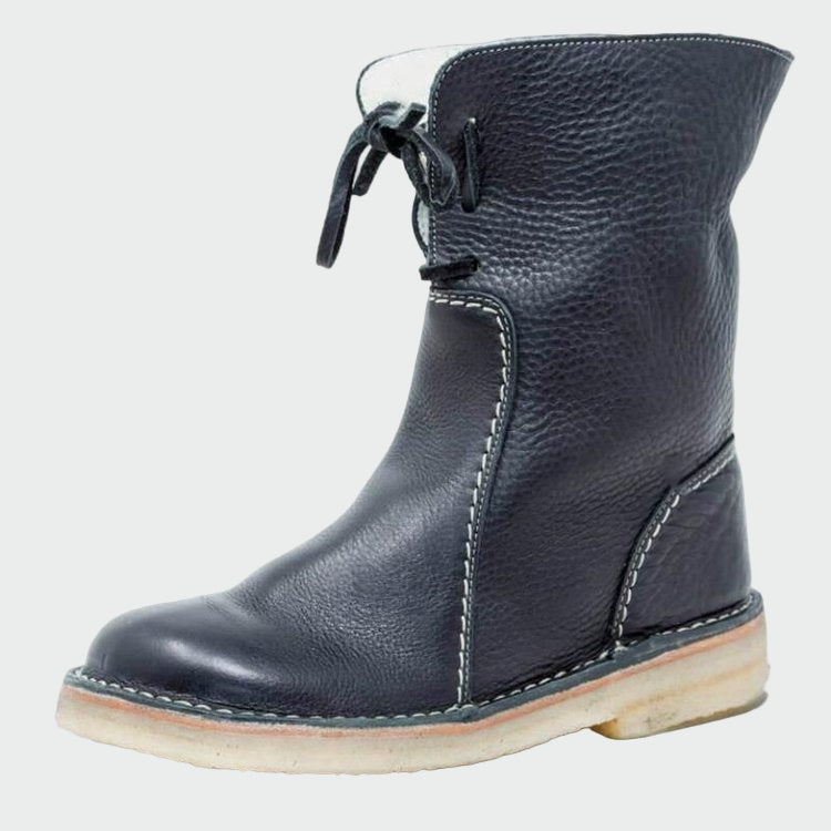 Botas de couro impermeáveis com forro de lã