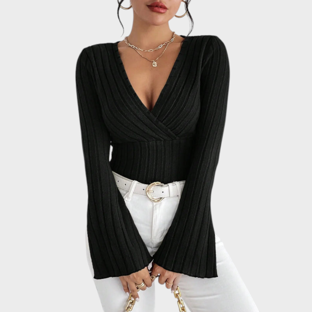 Audrie | Blouse com decote em V e manga à sino